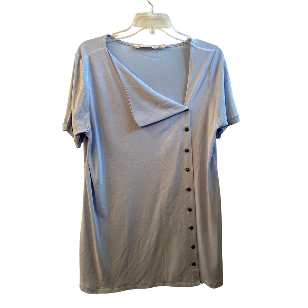 Soft Surroundings‎ Blue Model Blend Top Women's Medium Asymmetrical Neck